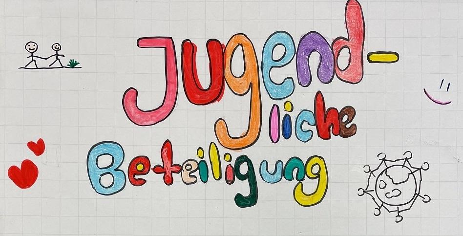 buntgemalter Text "Jugendliche Beteiligung"