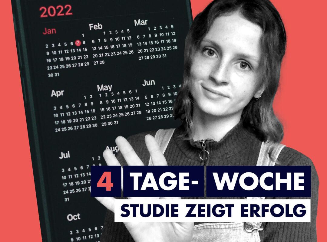 Frau zeigt auf einen Kalender